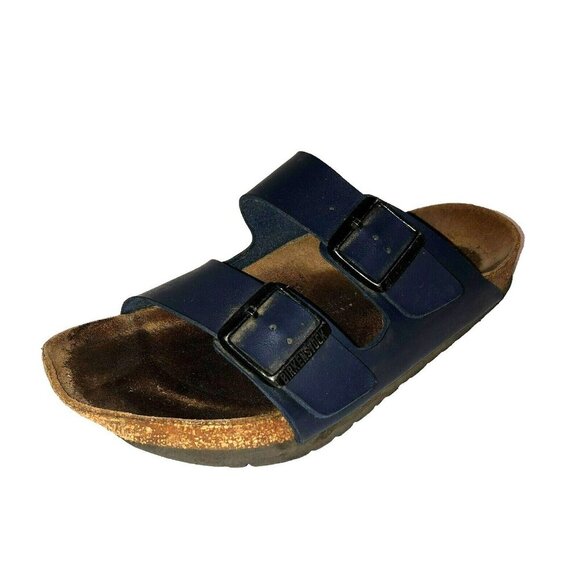 Birkenstock EU 40 Womens 9 Mens 7 Blue Double Straps Arizona Sandals Well Worn - Picture 1 of 11